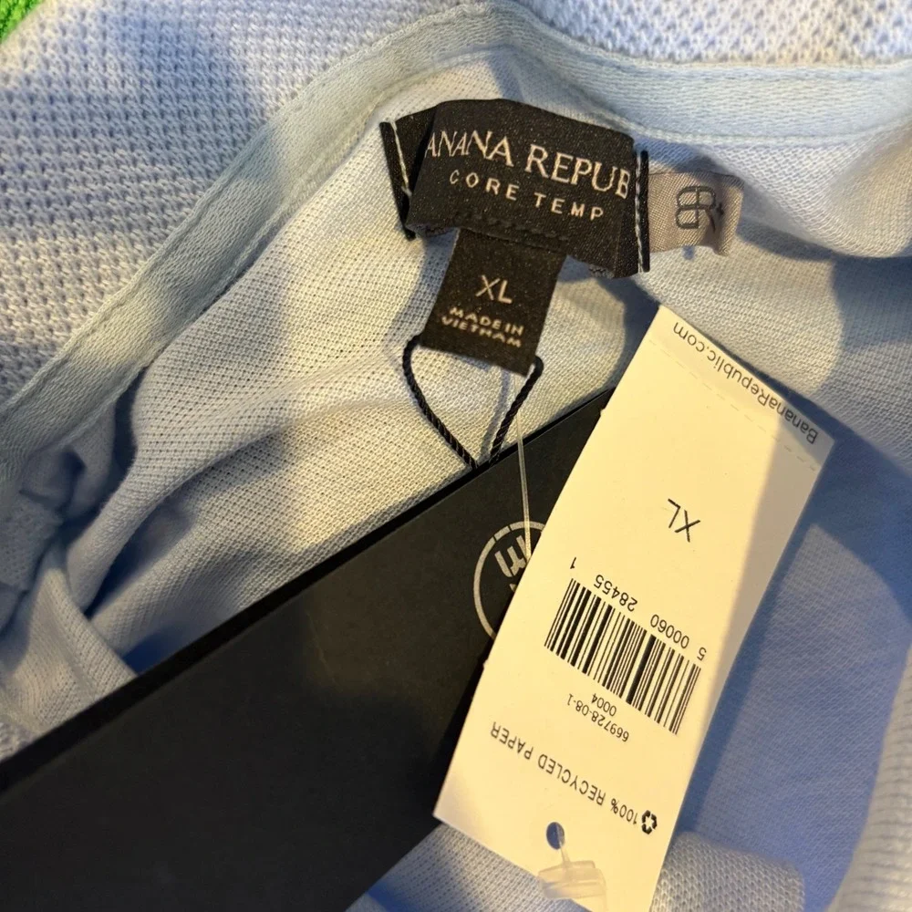 Banana Republic Core Temp Polo Shirt Mens XL Golf Light Blue Short Sleeve Pique